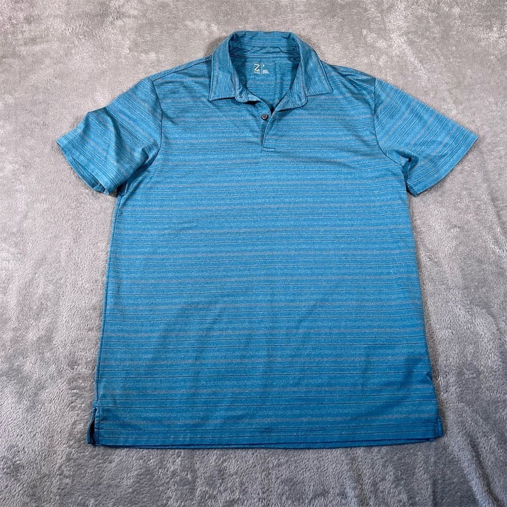 Zella Men's Striped Polo Shirt Blue Short Sleeve Size S Casual